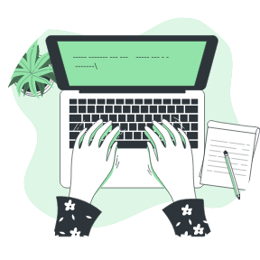 パソコンを操作する手元のイラスト